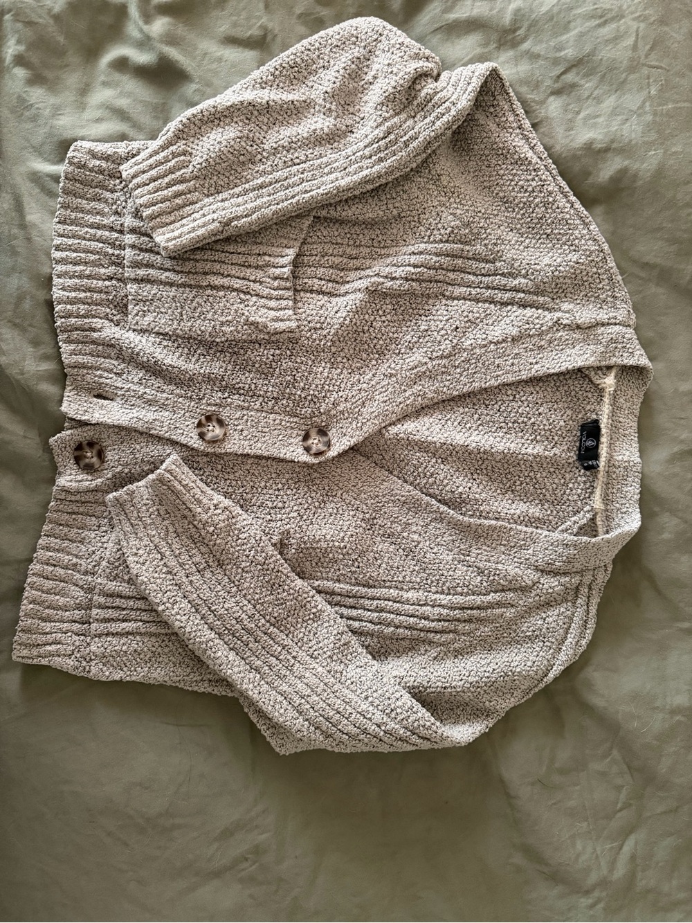 Volcom Cream Textured Knit Button-Front Cardigan